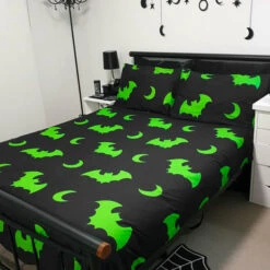 Promo ⭐ HELLS BLANKETS Bats Creature Of The Night [Toxic] | KING QUILT SET* 😀