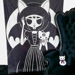 Deals ✔️ BESERK CRYPT Bats Cat Magick | TAPESTRY BLANKET ✔️