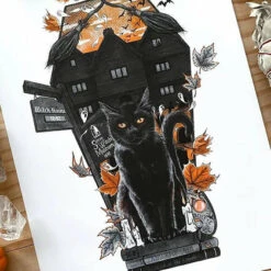 Best Pirce ❤️ GHOSTS OF OCTOBER Cats The Black Cat [A4] | PRINT 🌟 -Spooky Stuff Store ghosts of october the black cat a4 print 2 1dabf4f5 0f63 4da1 bb91 586d593a7edd 700x700
