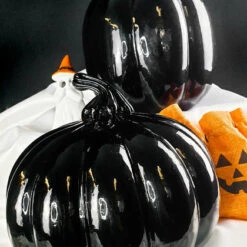 Discount ❤️ GOTHIC GIFTS Gothic Homewares Black [Glass] | PUMPKIN DECOR* ✨ -Spooky Stuff Store gothic gifts black glass pumpkin decor set 4 700x700