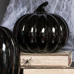 Discount ❤️ GOTHIC GIFTS Gothic Homewares Black [Glass] | PUMPKIN DECOR* ✨ -Spooky Stuff Store gothic gifts black glass pumpkin decor set 6 700x700