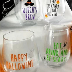 Best Pirce โ GOTHIC GIFTS Ghosts Halloween | STEMLESS WINE GLASS SET* โญ