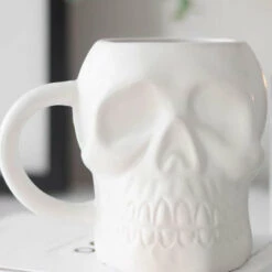 Deals 🔔  GOTHIC GIFTS Gothic Homewares Matte White | SKULL MUG ❤️