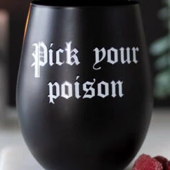 Discount ✔️ GOTHIC GIFTS Gothic Homewares Pick Your Poison | STEMLESS WINE GLASS ⌛