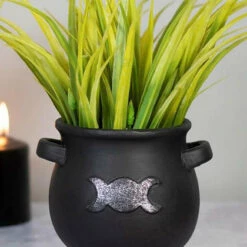 New 💯 GOTHIC GIFTS Gothic Homewares Triple Moon | CAULDRON PLANT POT ⌛