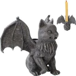 Best Pirce โญ GOTHIC GIFTS Bats Vampire Cat Gargoyle | CANDLE HOLDER โค๏ธ