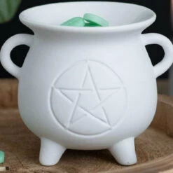 Best Pirce ❤️ GOTHIC GIFTS Gothic Homewares White Pentagram Cauldron | OIL BURNER 🌟