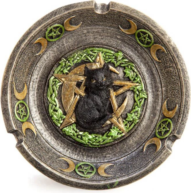 Cheap ❤️ HOMEWARES Cats Black Cat Pentacle Moons | INCENSE BURNER & ASHTRAY* ❤️ 1 Cheap ❤️ HOMEWARES Cats Black Cat Pentacle Moons | INCENSE BURNER & ASHTRAY* ❤️