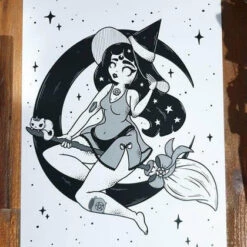 Cheapest ⭐ PVMPKIN ART Cats Broom Ride | ART PRINT ⭐