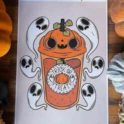 Best deal โญ PVMPKIN ART Ghosts Trick Or Treat Pumpkin Juice | ART PRINT ๐