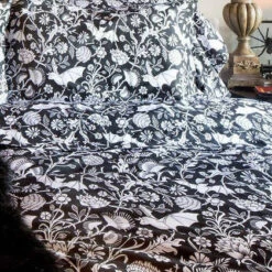 Discount 🥰 SIN IN LINEN Bats Elysian Fields [Black] | DOUBLE/QUEEN DUVET COVER 🔥