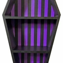 Deals 🌟 SOURPUSS Gothic Homewares Coffin [Black/Purple Striped] | SHELF* 👍